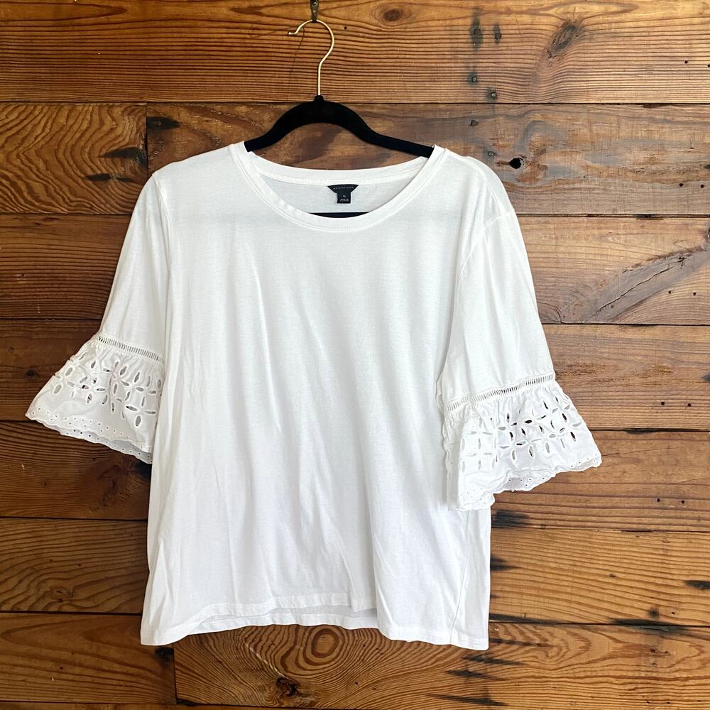 Ann Taylor white eyelet sleeve top size XL